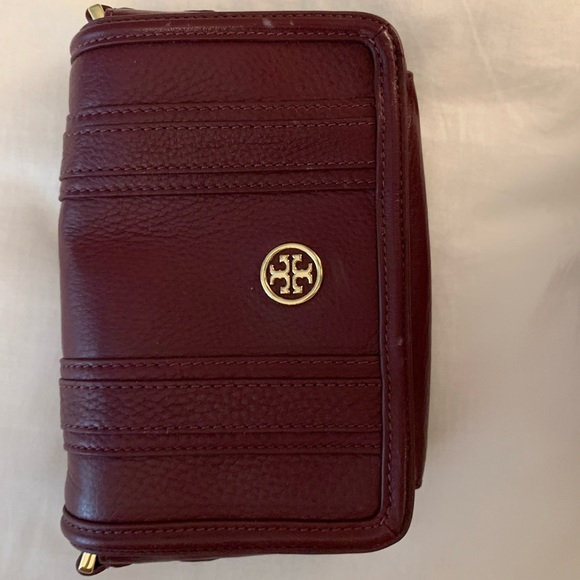 Tory Burch Handbags - tory burch maroon tiny clutch +cross body chain